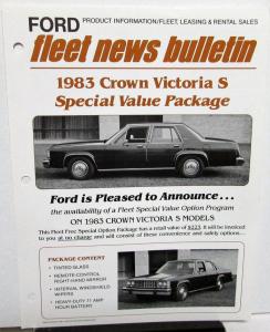 1983 Ford Taxicabs Dealer Fleet Sales Brochure W/Data Sheet Crown Vic S