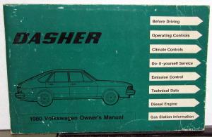 1980 Volkswagen VW Dasher Owners Manual