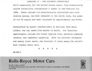 1988 Rolls-Royce Corniche II The Ultimate Convertible Press Photo & Release 0005