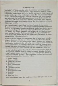 1977 Volkswagen VW Dasher Product Knowledge Booklet for Dealers/Sales Staff
