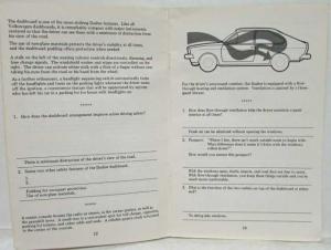 1977 Volkswagen VW Dasher Product Knowledge Booklet for Dealers/Sales Staff