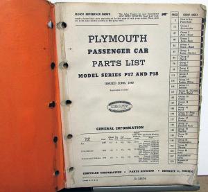 Original 1949 Plymouth P17 P18 Mopar Parts Book List Manual Catalog
