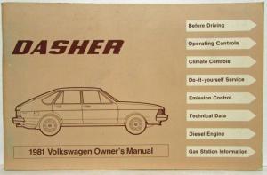 1981 Volkswagen VW Dasher Owners Manual