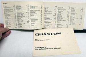 1982 Volkswagen VW Quantum Owners Manual