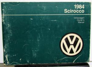 1984 Volkswagen VW Scirocco Owners Manual