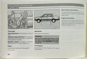 1987 Volkswagen VW Fox Owners Manual