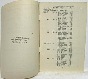 1928 Branham 3rd Supplement to the Automobile List Book