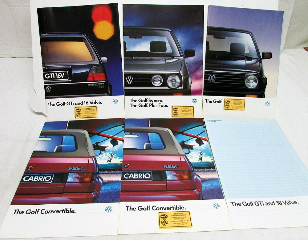 1990 Volkswagen VW Golf Dealer Sales Brochures Set GTi 16 Valve