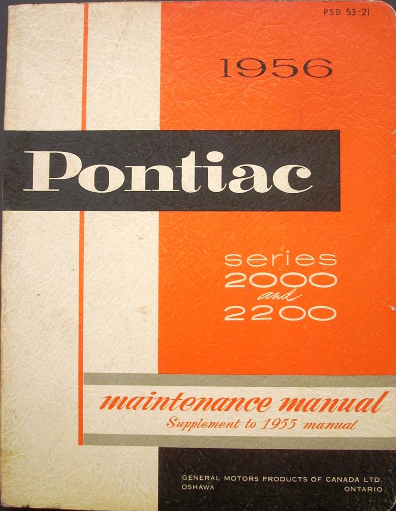 Original 1956 Pontiac 2000 2200 Shop Service Repair Maintenance Manual Suppl