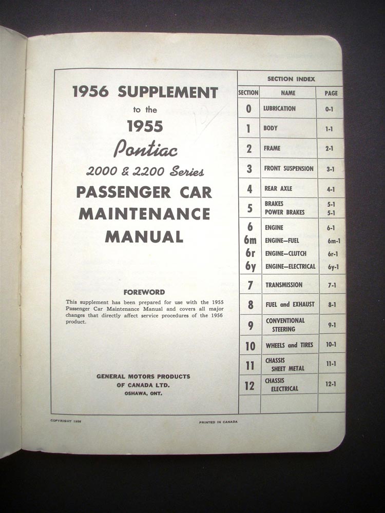 Original 1956 Pontiac 2000 2200 Shop Service Repair Maintenance Manual Suppl
