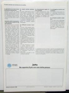 1990 Volkswagen VW Jetta Italian Text Foreign Dealer Sales Brochures & Specs