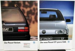 Pair 1990 Volkswagen VW Passat German Text Foreign Dealer Sales Brochures GT G60