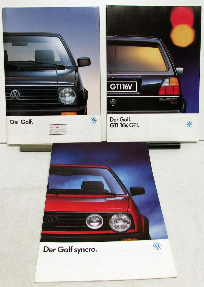 1990 Volkswagen VW Golf German Text Foreign Dealer Sales Brochures