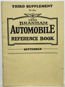 1933 Branham Automobile Reference Book - September Supplement Auburn Chevrolet