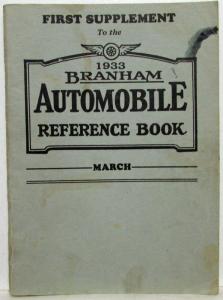 1933 Branham Automobile Reference Book - March Supplement