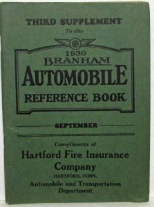 1930 Branham Automobile Reference Book - Third Supplement - September