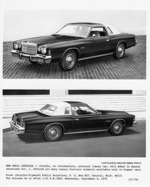 1975 Chrysler Cordoba Press Photo 0099