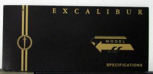 1972 Excalibur SS Phaeton Roadster Sale Folder Effective Date 2/25/72 Specs Orig