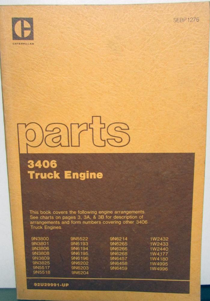 1981 Caterpillar 3406 Truck Engine Parts Book Oshkosh GMC White