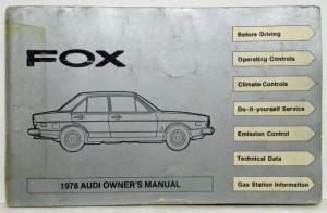 1978 Audi Fox Owners Manual