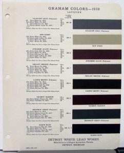 1938 Graham Lacquer Color Paint Chips Rogers Auto Finshes Page Original