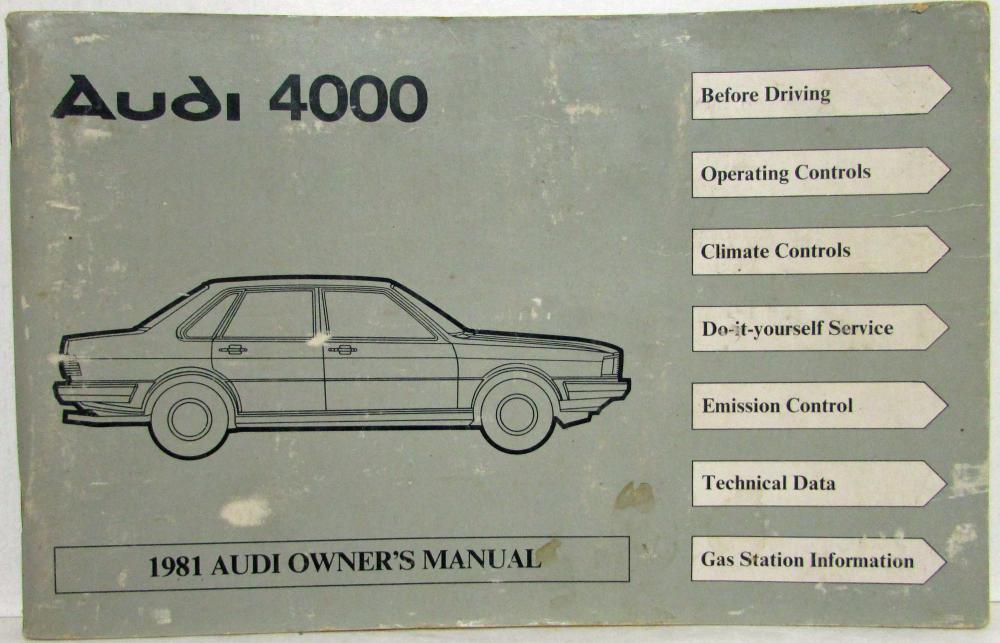 1981 Audi 4000 Owners Manual