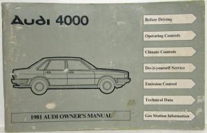 1981 Audi 4000 Owners Manual