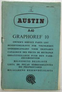 1960 Austin A40 Graphoref 10 Owners Service Parts List - Multi-Language