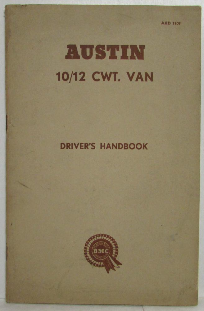 1960 Austin 10/12 CWT Van Drivers Handbook Owners Manual