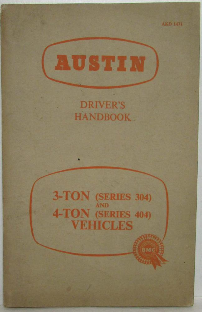 1960 Austin 3 and 4 Vehicles Drivers Handbook Owners Manual