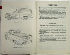 1965 BMC Half-Ton Van and Pick-Up Drivers Handbook Owners Manual
