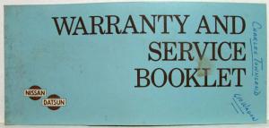 1973 Datsun Warranty and Service Booklet