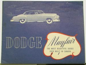 1951 1952 Dodge Mayfair CANADA Sales Brochure Folder Original