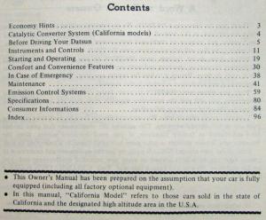 1977 Datsun Model F10 Series Owners Manual