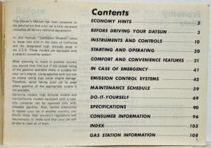 1978 Datsun Model B210 Series Owners Manual
