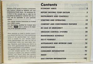 1981 Datsun Pickup Owners Manual