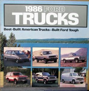 1986 Ford Trucks Wagon Van Pickup Color Sales Brochure Oversized Original