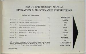 1968 Envoy Epic Owners Manual - Canadian