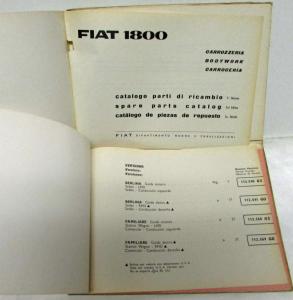 1961 Fiat 1800 Bodywork Spare Parts Catalog 3rd Edition