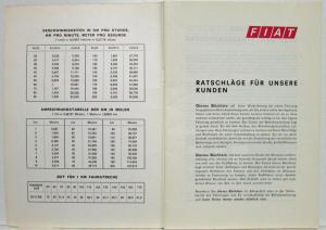 1970 Fiat Advice for Customers Manual - German Text