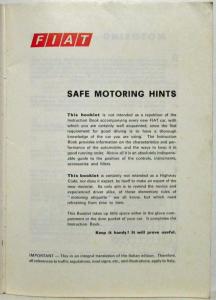 1972 Fiat Safe Motoring Hints Manual