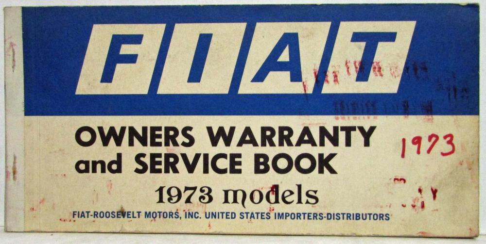 1973 Fiat Owners Warranty and Service Book