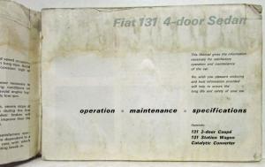 1976 Fiat 131 2-Door Coupe 4-Door Sedan and Station Wagon Owners Manual