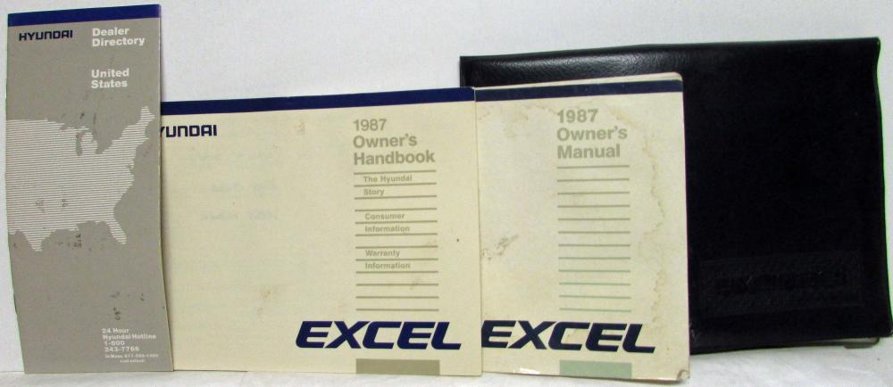 1987 Hyundai Excel Owners Manual and Handbook with Dealer Directory and Case