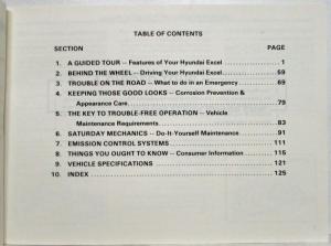 1988 Hyundai Excel Owners Manual and Handbook with Key Order Info in Case