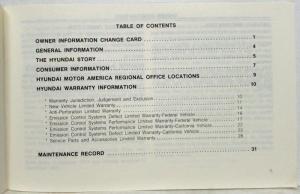 1990 Hyundai Excel Owners Manual and Handbook and Supplement & Wrench