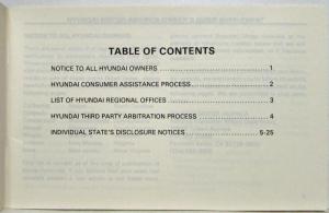 1990 Hyundai Excel Owners Manual and Handbook and Supplement & Wrench