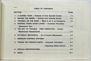 1991 Hyundai Sonata Owners Manual and Handbook & Supplement in Case