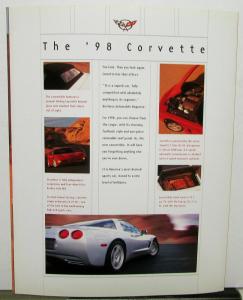 1998 Chevrolet Corvette Dealer Sales Brochure Folder Americas Sports Car