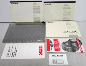1992 Hyundai Excel Owners Manual and Handbook & Supplement in Case